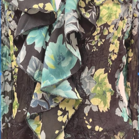 Vintage Green Floral Blouse - Picture 4 of 5